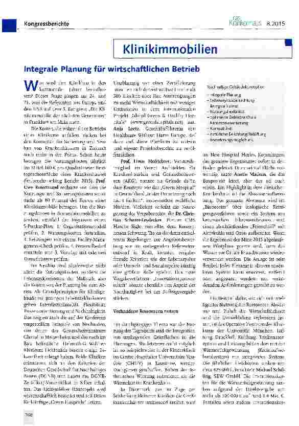 Vorschauseite 1: Integrale Planung für wirtschaftlichen Betrieb