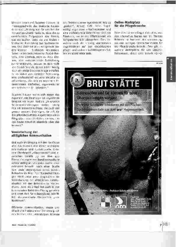 Vorschauseite 2: Vernetzte Pflege - Die Einsatzmöglichkeiten des Internets in Altenund Pflegeeinrichtungen -von der Imagepflege bis zum Einkauf.