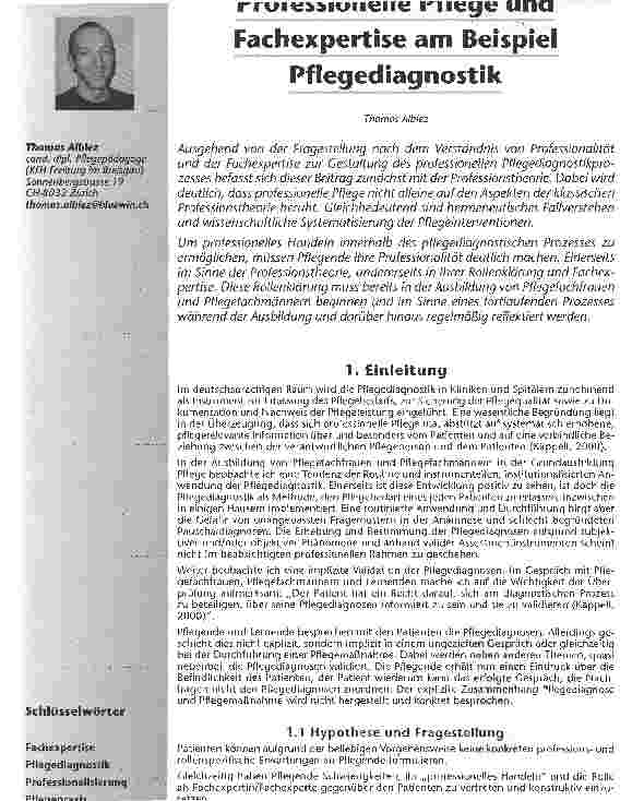 Vorschauseite 1: Professionelle Pflege und Fachexpertise am Beispiel Pflegediagnostik