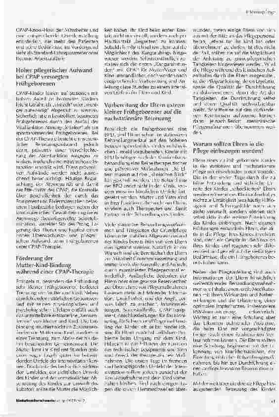 Vorschauseite 5: Bronchopulmonale Dysplasie (BPD) und CPAP-Anwendung beim Frühund NeugeborenenTeil II: Durchführung der CPAP-Beatmung