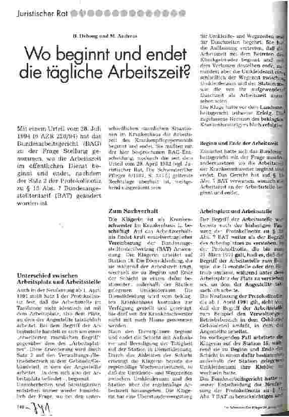 Vorschauseite 1: Wo beginnt und endet die tägliche Arbeitszeit?