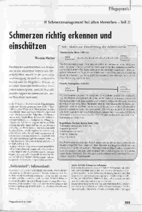 Vorschauseite 1: Schmerzmanagement bei alten Menschen -Teil 2: stärkste vorstellbare Schmerzen Schmerzen richtig erkennen und einschätzen