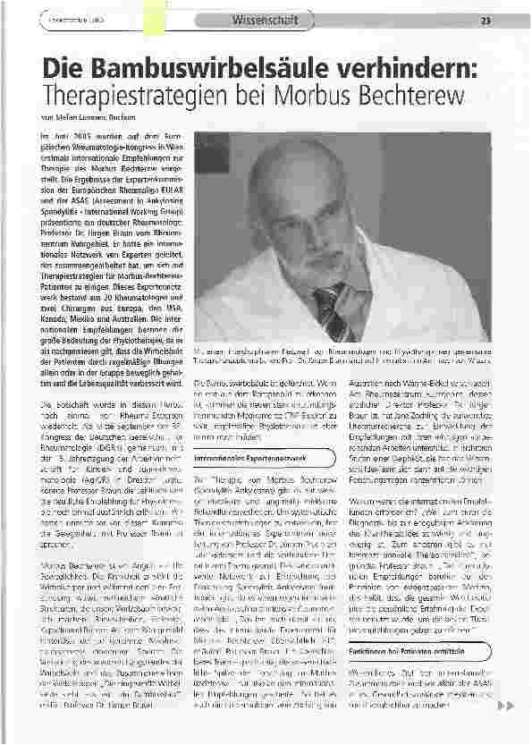 Vorschauseite 1: Die Bambuswirbelsäule verhindern: Therapiestrategien bei Morbus Bechterew