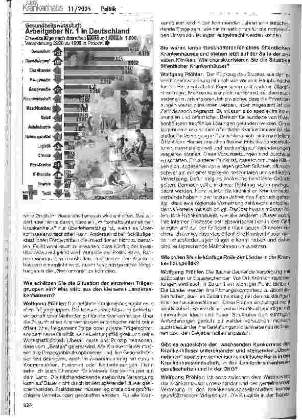 Vorschauseite 4: Krankenhäuser 2006 - Schließung oder Zukunft? Interview mit DKG-Präsident Wolfgang Pföhler anlässlich des 28. Deutschen Krankenhaustages