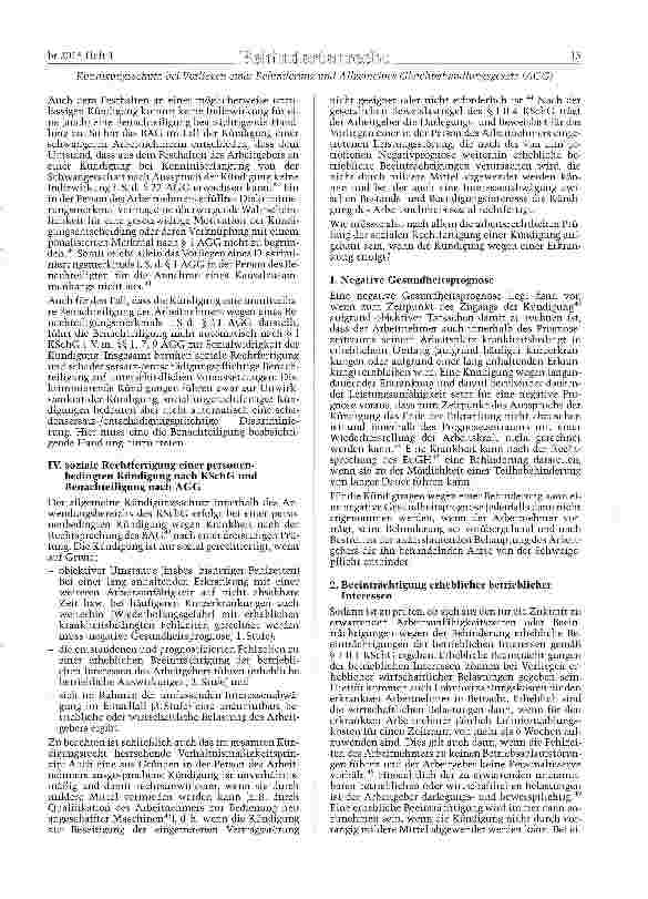 Vorschauseite 4: Kündigungsschutz bei Vorliegen einer Behinderung und Allgemeines Gleich-behandlungsgesetz (AGG) - Wie passt das zusammen?
