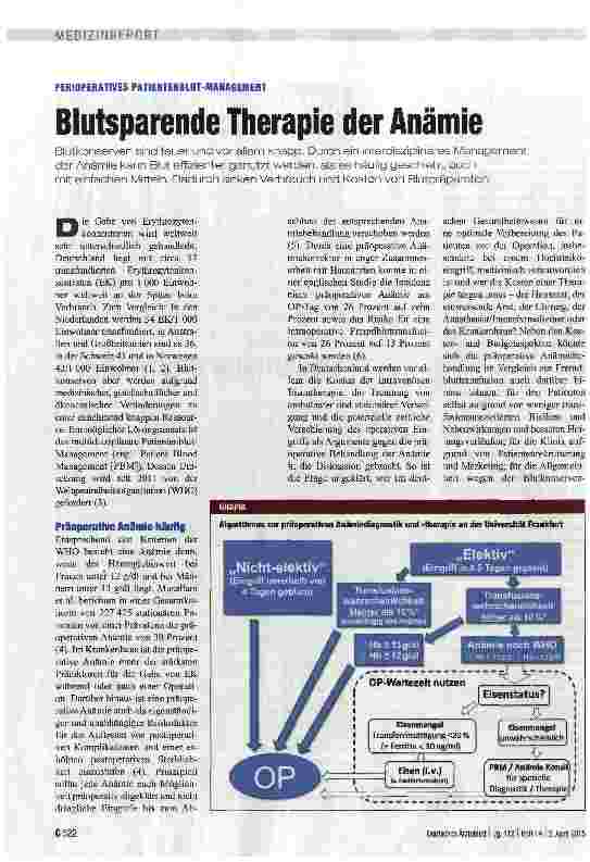 Vorschauseite 1: Blutsparende Therapie der Anämie
