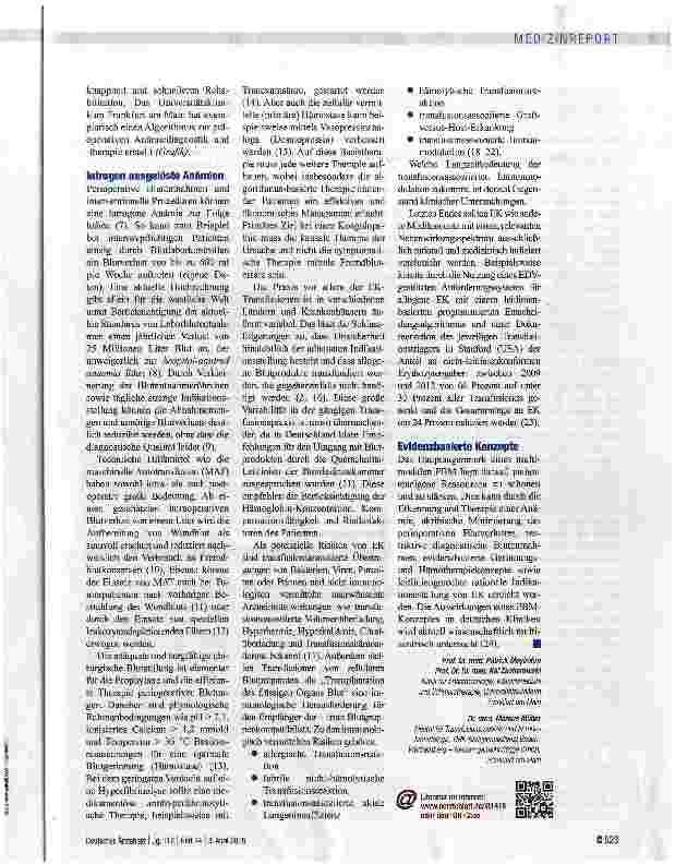 Vorschauseite 2: Blutsparende Therapie der Anämie