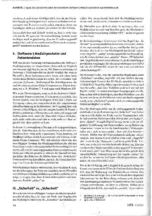 Vorschauseite 2: Der Schutz von Daten bei vernetzten (Software-) Medizin Produkten aus Herstellersicht