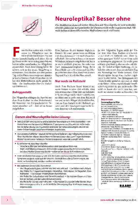 Vorschauseite 1: Neuroleptika? Besser ohne