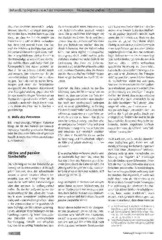 Vorschauseite 2: Behandlungsbegrenzung auf der Intensivstation -Medizinische und ethische Aspekte