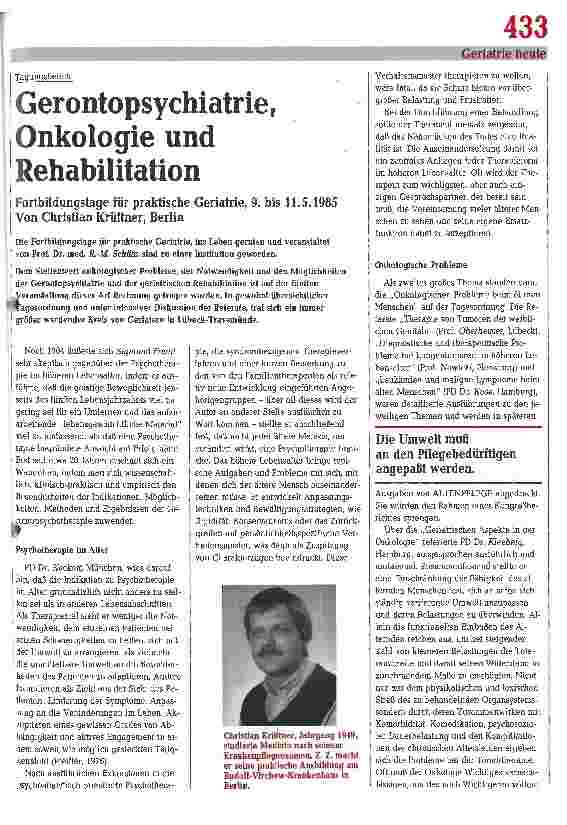 Vorschauseite 1: Gerontopsychiatrie, Onkologie und Rehabilitation Fortbildungstage für praktische Geriatrie.
