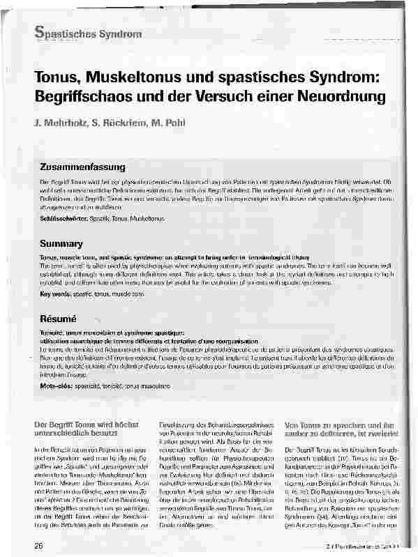 Vorschauseite 1: Tonus, Muskeltonus und spastisches Syndrom: Begriffschaos und der Versuch einer Neuordnung