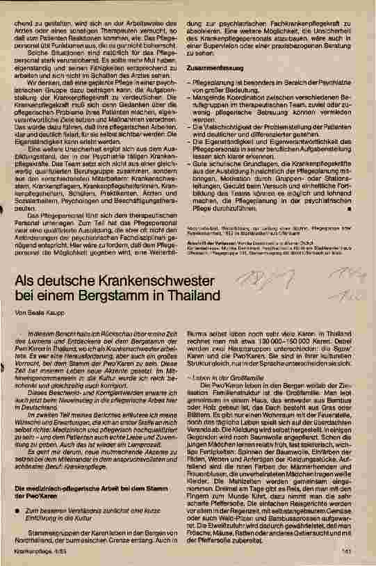 Vorschauseite 4: Überlegungen zur geplanten Krankenpflege in der Psychiatrie