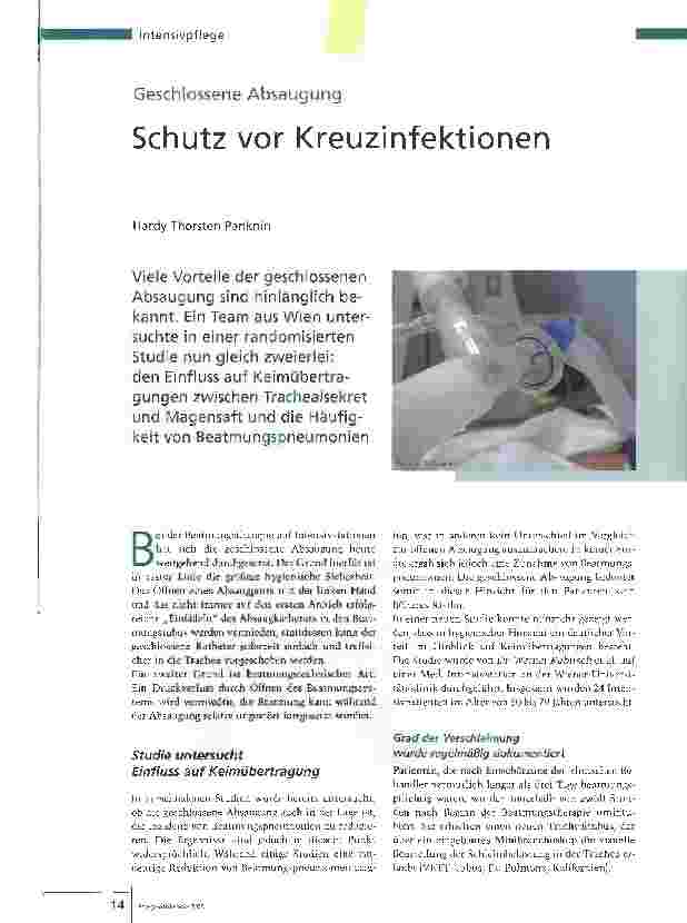 Vorschauseite 1: Geschlossene AbsaugungSchutz vor Kreuzinfektionen