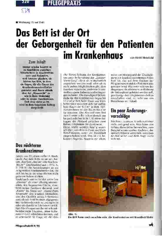 Vorschauseite 1: Das Bett ist der Ort der Geborgenheit für den Patienten im Krankenhaus Wohnung (? ) auf Zeit