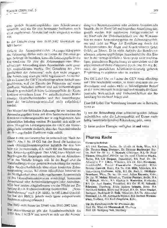 Vorschauseite 3: Zwei neue BSG-Entscheidungen zum Off-Label-Use