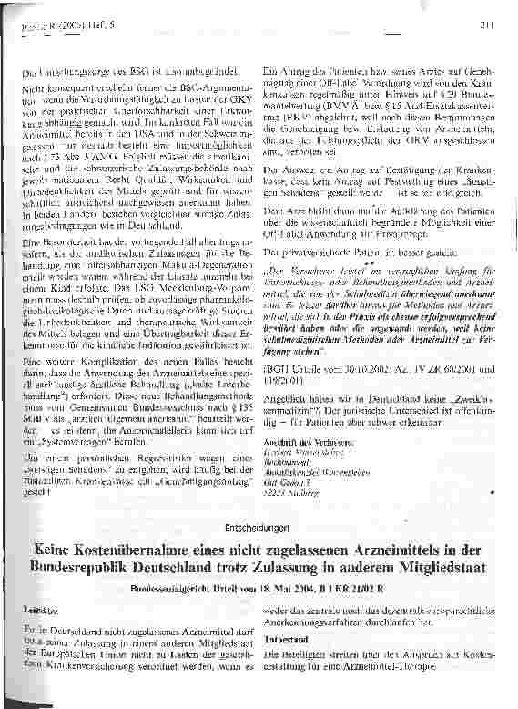 Vorschauseite 5: Zwei neue BSG-Entscheidungen zum Off-Label-Use