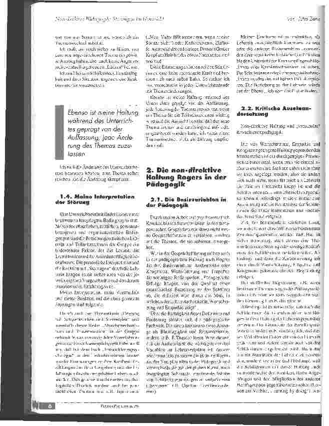 Vorschauseite 3: Non-direktive Pädagogik: Störungen im Unterricht