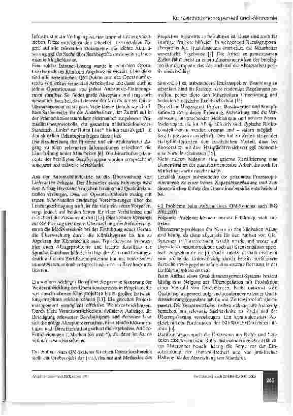 Vorschauseite 5: Zertifizierung eines Operationsbereichs nach ISO 9001: 2000 - Benefit oder Belastung?