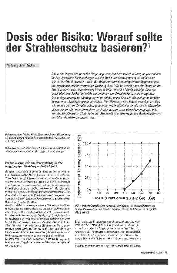 Vorschauseite 1: Dosis oder Risiko: Worauf sollte der Strahlenschutz basieren? 1