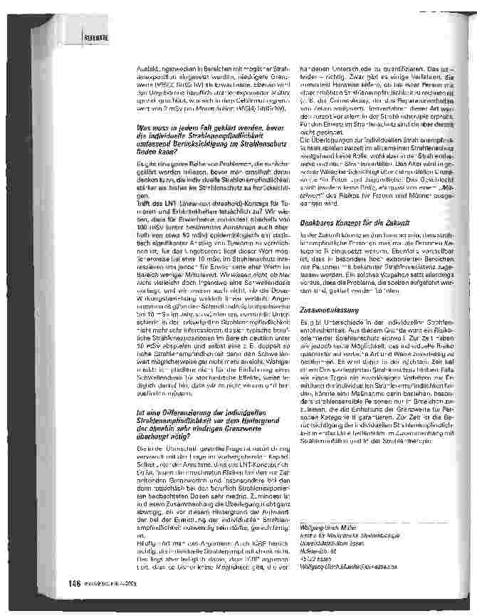 Vorschauseite 4: Dosis oder Risiko: Worauf sollte der Strahlenschutz basieren? 1
