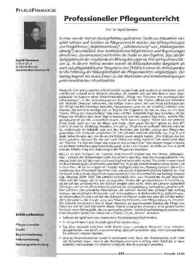 Vorschauseite 1: Professioneller Pflegeunterricht