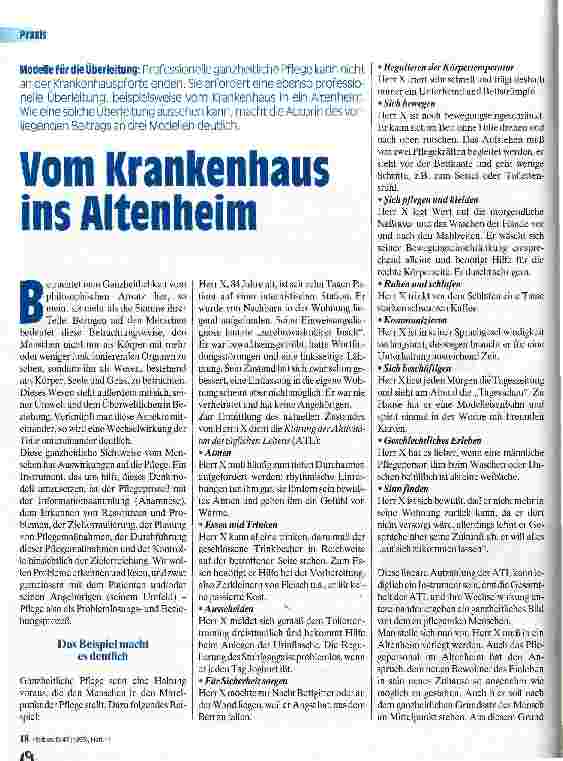 Vorschauseite 1: Vom Krankenhaus ins Altenheim Modelle für die Überleitung