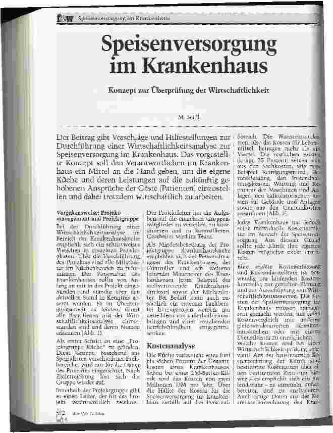 Vorschauseite 1: Speisenversorgung im Krankenhaus Konzept zur Überprüfung der Wirschaftlichkeit