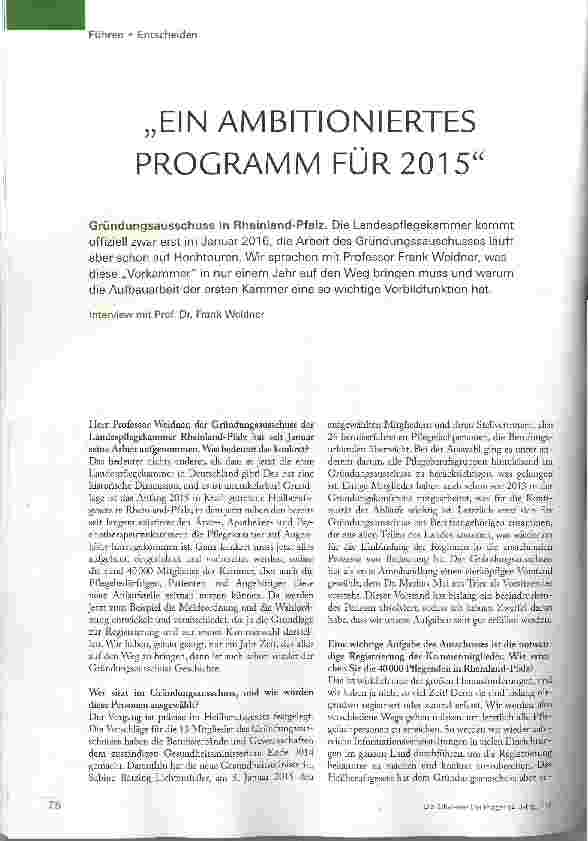 Vorschauseite 1: „EIN AMBITIONIERTES PROGRAMM FÜR 2015