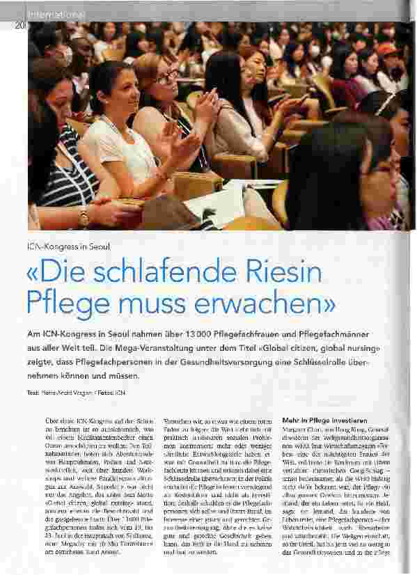 Vorschauseite 1: «Die schlafende Riesin Pflege muss erwachen»