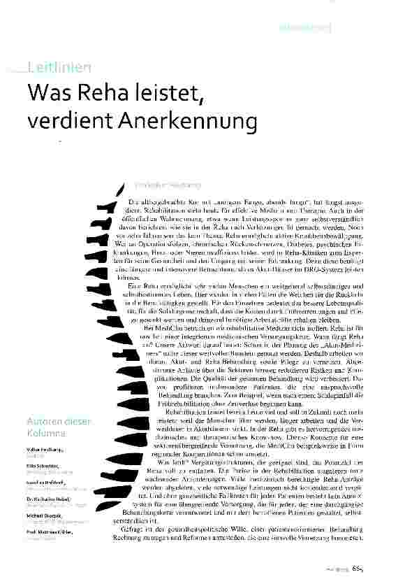 Vorschauseite 1: Leitlinien Was Reha leistet, verdient Anerkennung
