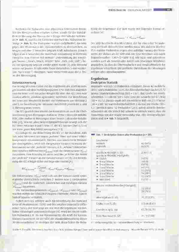 Vorschauseite 4: Interund Intratester-Reliabilität der Kraftmessung von Knieextension und -flexion mit einem modifizierten Handdynamometer an gesunden Probanden