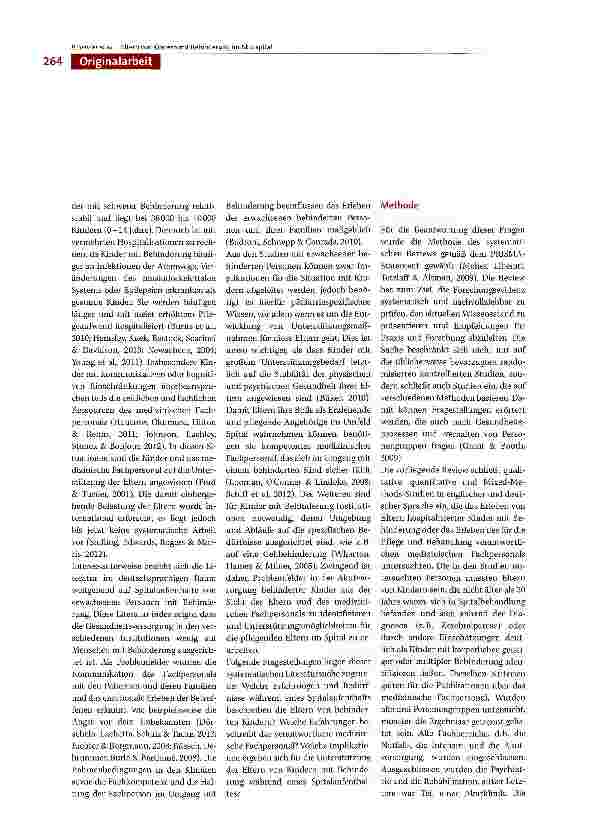 Vorschauseite 2: Erfahrungen und Bedürfnisse von Eltern hospitalisierter Kinder mit Behinderung und den in der Betreuung verantwortlichen medizinischen Fachpersonen -Eine systematische Review