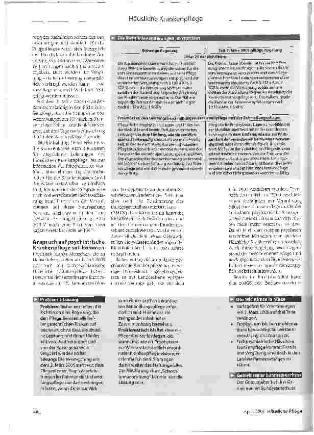 Vorschauseite 3: Neue Vorlagefrist und neue VergütungenDie aktuellen Änderungen der Richtlinien Häusliche Krankenpflege