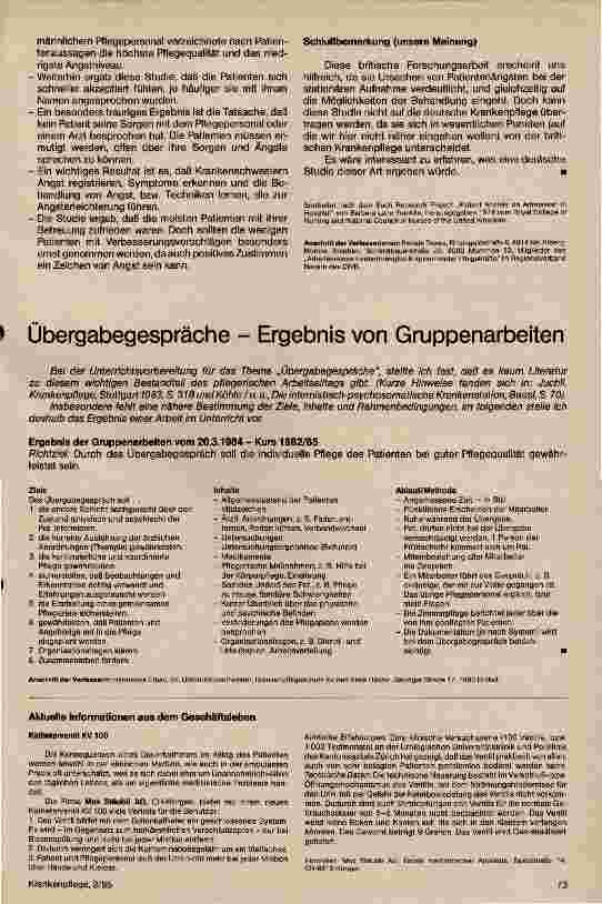 Vorschauseite 3: Patientenängste bei der Aufnahme ins Krankenhaus Übersicht über eine englische Forschungsarbeit