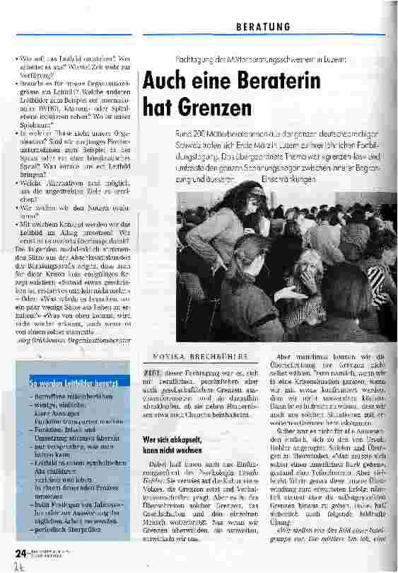 Vorschauseite 1: Auch eine Beraterin hat ihre Grenzen Fachtagung der Mütterberatungsschwestern in Luzern