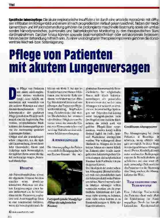 Vorschauseite 1: Pflege von Patienten mit akutem Lungenversagen