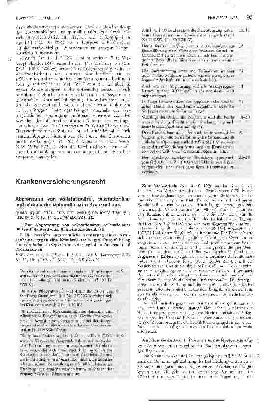 Vorschauseite 1: KrankenversicherungsrechtAbgrenzung von vollstationärer, teilstationärer und ambulanter Behandlung im Krankenhaus