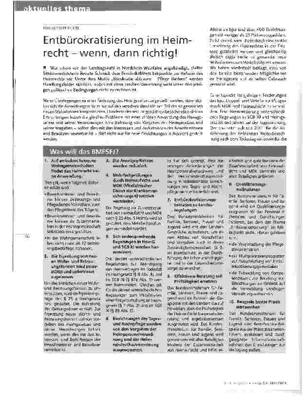 Vorschauseite 1: Entbürokratisierung im Heimrecht - wenn, dann richtig!
