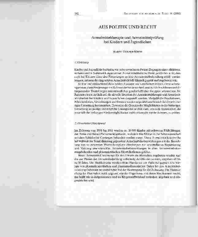 Vorschauseite 1: Arzneimitteltherapie und Arzneimittelprüfung bei Kindern und Jugendlichen