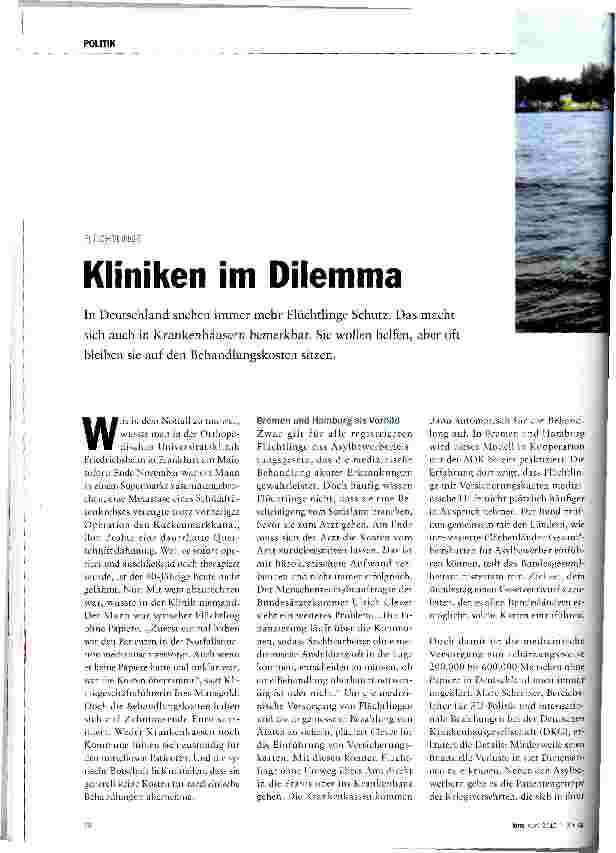 Vorschauseite 1: Kliniken im Dilemma