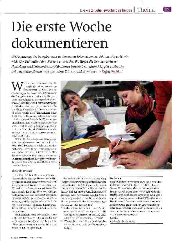Vorschauseite 1: Die erste Woche dokumentieren