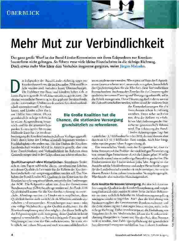Vorschauseite 1: Mehr Mut zur Verbindlichkeit