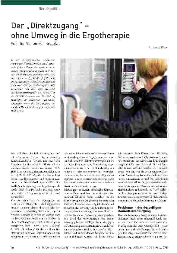 Vorschauseite 1: Der Direktzugang -ohne Umweg in die Ergotherapie