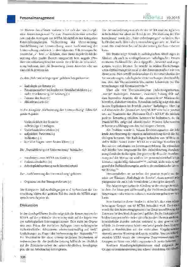 Vorschauseite 4: Arbeitsbedingungen medizinisch-technischer Radiologie-Assistenten (MTRA): eine Schlüsselrolle für eine leistungsfähige Radiologie?