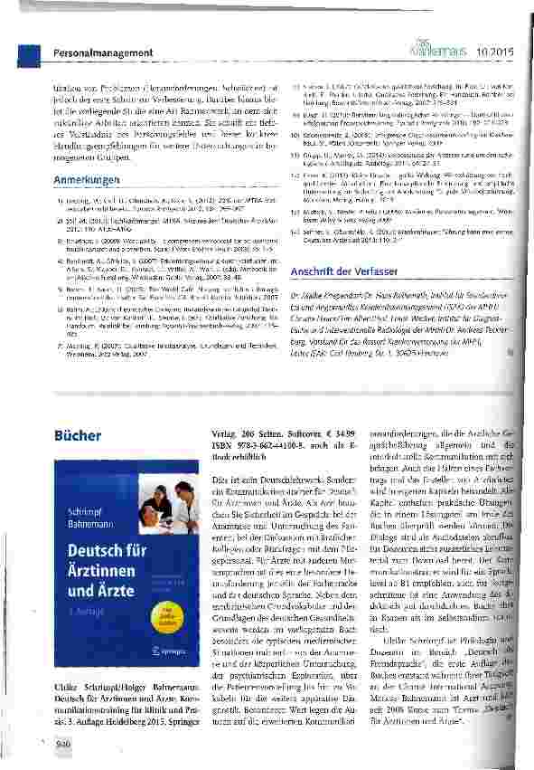 Vorschauseite 5: Arbeitsbedingungen medizinisch-technischer Radiologie-Assistenten (MTRA): eine Schlüsselrolle für eine leistungsfähige Radiologie?