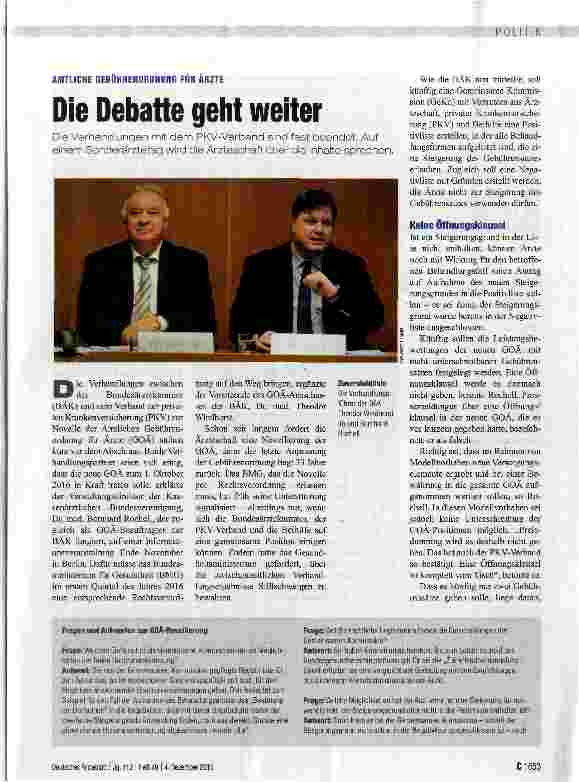 Vorschauseite 1: Die Debatte geht weiter