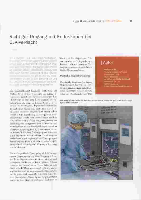 Vorschauseite 1: Richtiger Umgang mit Endoskopen bei CJK-Verdacht