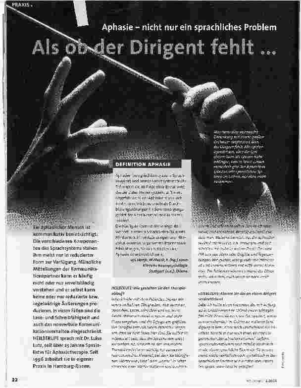 Vorschauseite 1: Als ob der Dirigent fehlt. .. Aphasie - nicht nur ein sprachliches Problem
