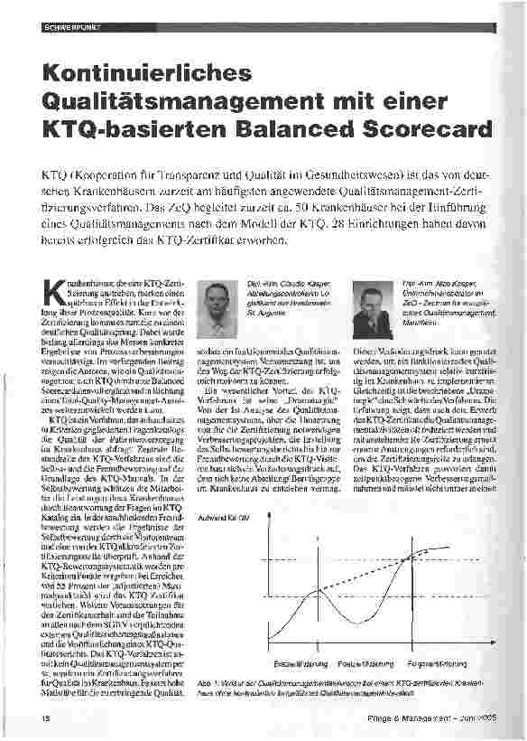 Vorschauseite 1: Kontinuierliches Qualitätsmanagement mit einer KTQ-basierten Balanced Scorecard